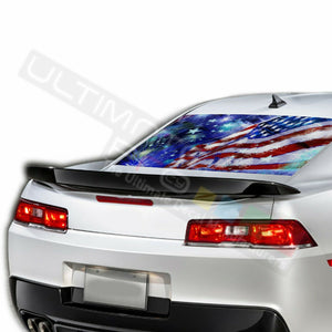 Flag Sun Visor Rear Window See Thru Sticker Perforated for Chevrolet Camaro