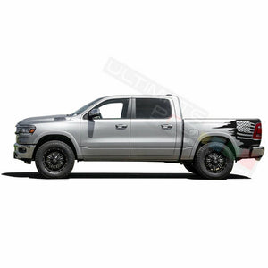 Flag US Graphic Side American Stripes Decal Sticker for Dodge Ram Crew Cab 1500