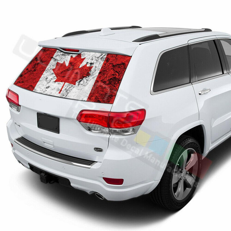 Flags Decals Rear Window See Thru Stickers Perforated for Jeep Grand Cherokee