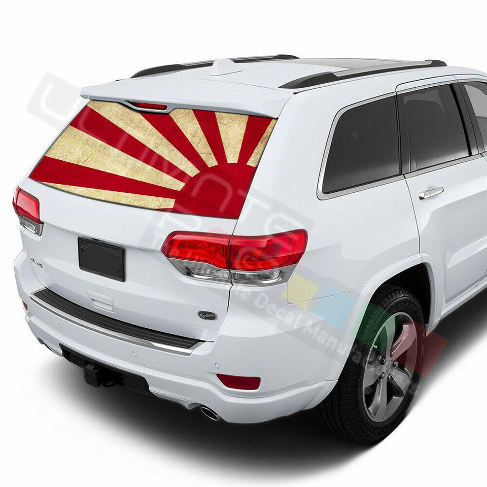 Flags Decals Rear Window See Thru Stickers Perforated for Jeep Grand Cherokee