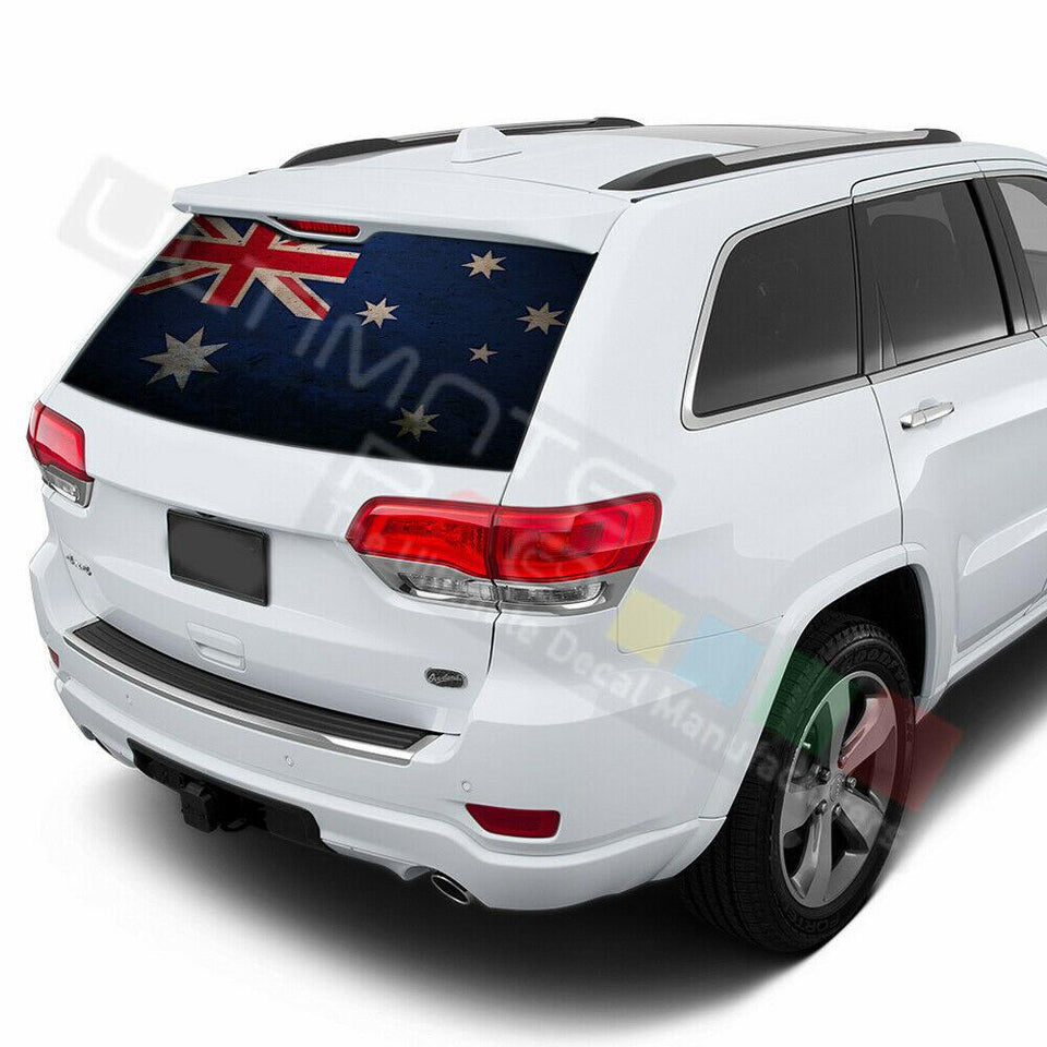 Flags Decals Rear Window See Thru Stickers Perforated for Jeep Grand Cherokee