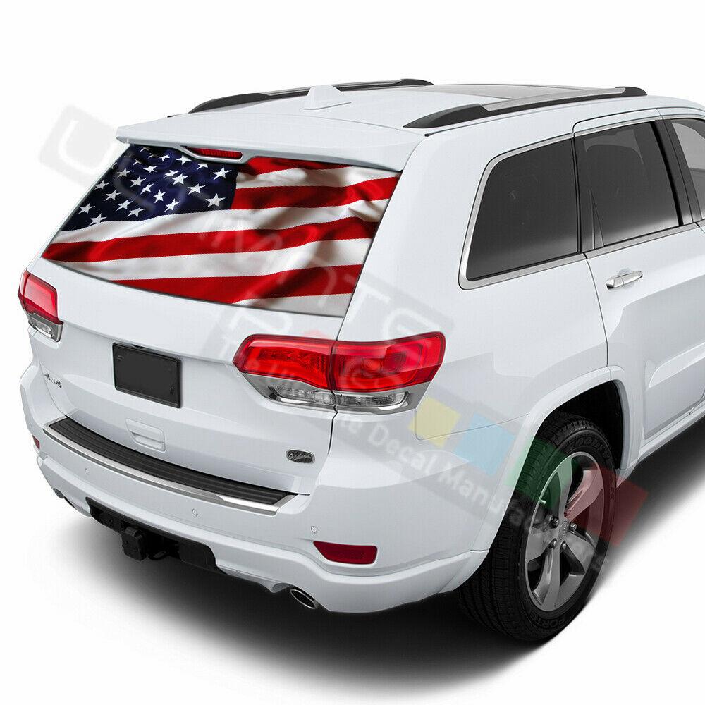 Flags Decals Rear Window See Thru Stickers Perforated for Jeep Grand C ...