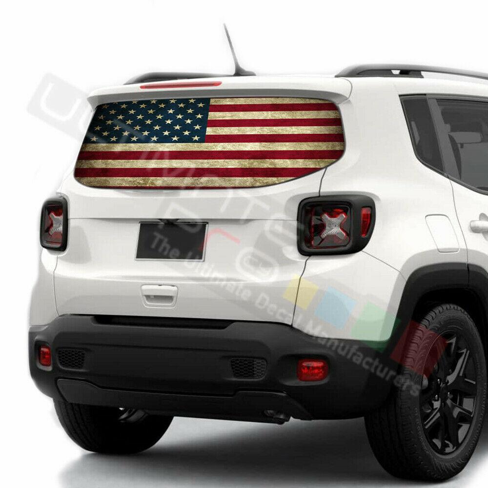 Flags Decals Rear Window See Thru Stickers Perforated for Jeep Renegad ...