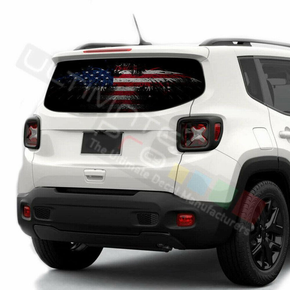 Flags Decals Rear Window See Thru Stickers Perforated for Jeep Renegade 2020 kit