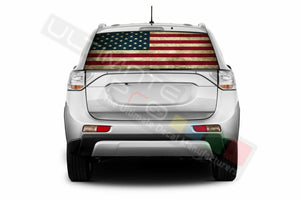 Flags Decals Rear Window See Thru Stickers Perforated for Mitsubishi Outlander