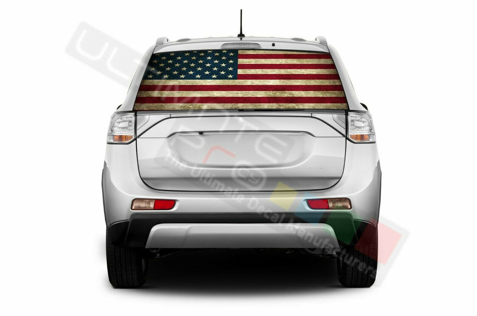 Flags Decals Rear Window See Thru Stickers Perforated for Mitsubishi Outlander