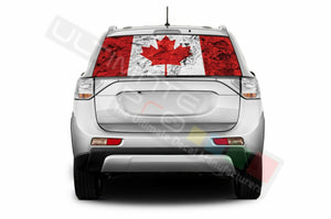 Flags Decals Rear Window See Thru Stickers Perforated for Mitsubishi Outlander