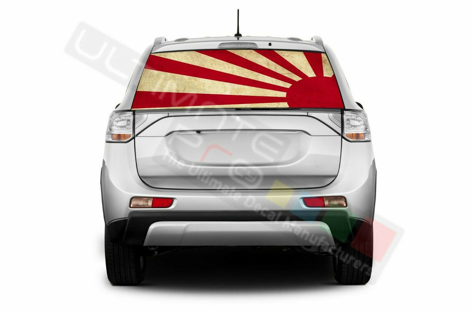 Flags Decals Rear Window See Thru Stickers Perforated for Mitsubishi Outlander