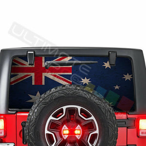 Flags Decals See Thru Stickers Perforated for Jeep Wrangler 2 doors rear window