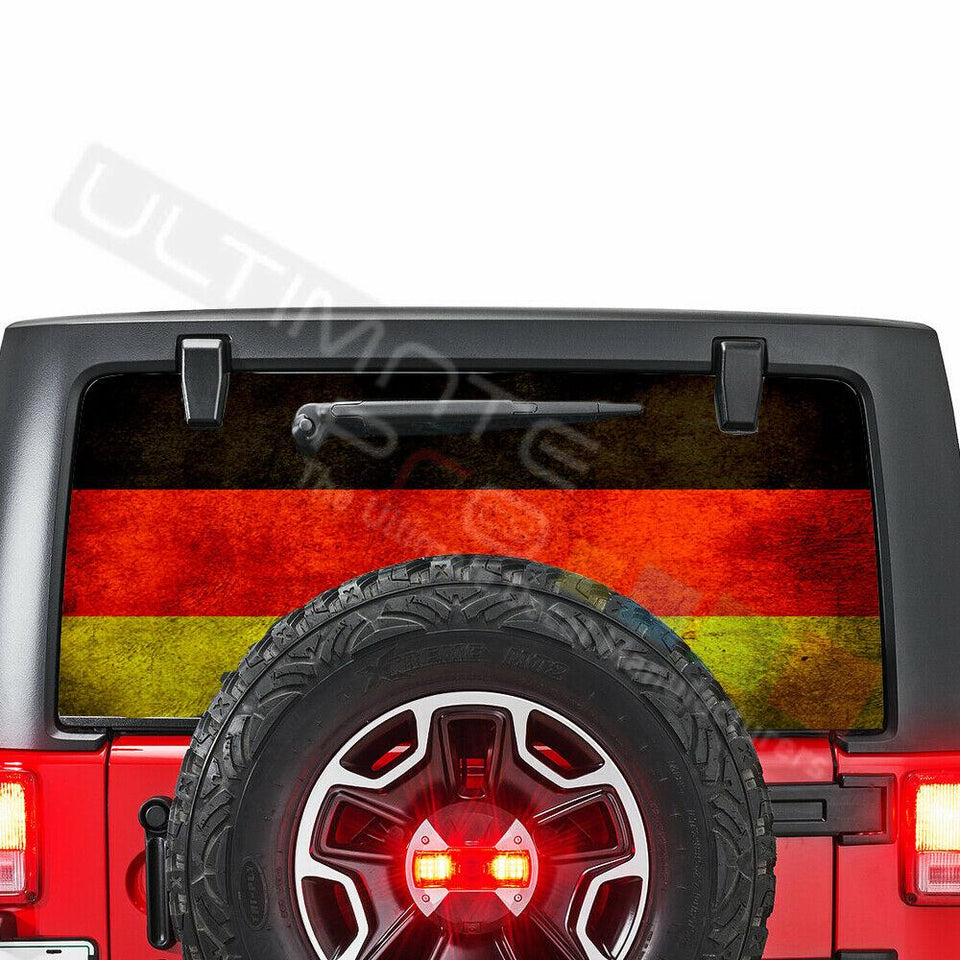 Flags Decals See Thru Stickers Perforated for Jeep Wrangler 2 doors rear window