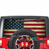 Flags Decals See Thru Stickers Perforated for Jeep Wrangler 2 doors rear window