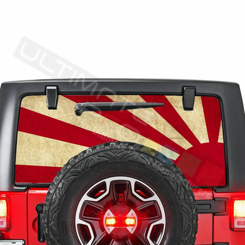 Flags Decals See Thru Stickers Perforated for Jeep Wrangler 2 doors rear window