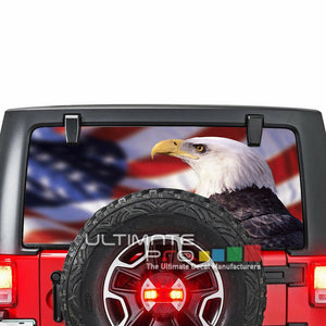 Flags Decals See Thru Stickers Perforated for Jeep Wrangler 2 doors rear window