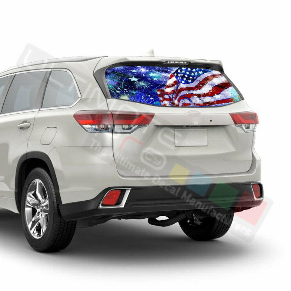 Flags Decals Window See Thru Stickers Perforated for Toyota Highlander 2016 2017