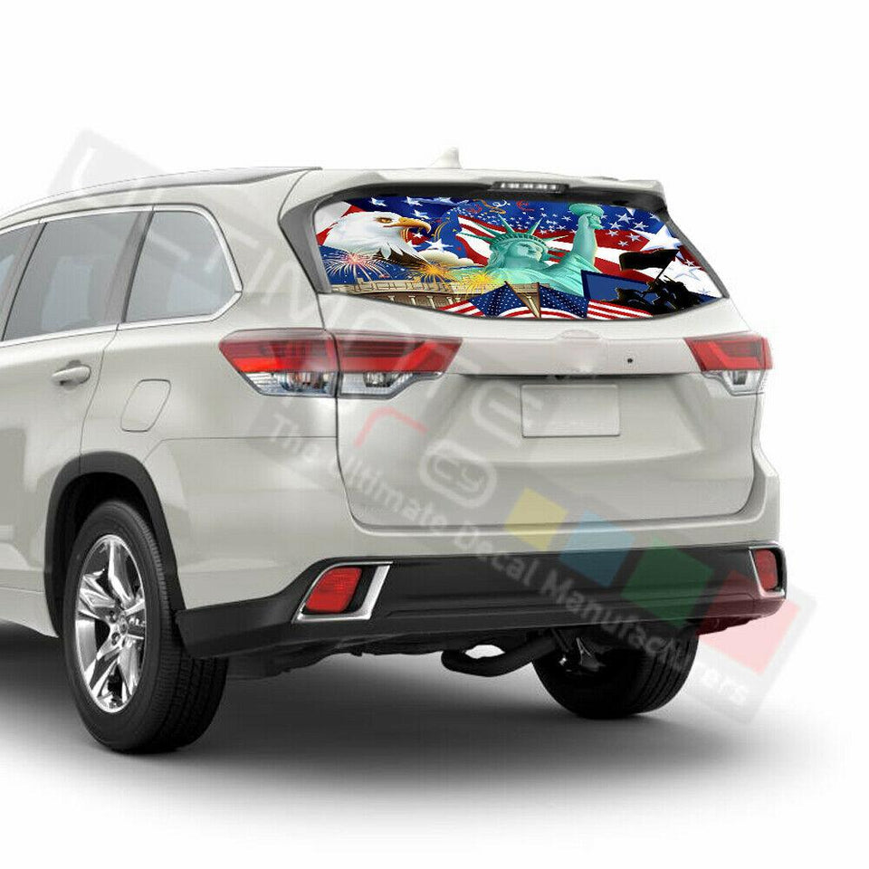 Flags Decals Window See Thru Stickers Perforated for Toyota Highlander 2016 2017