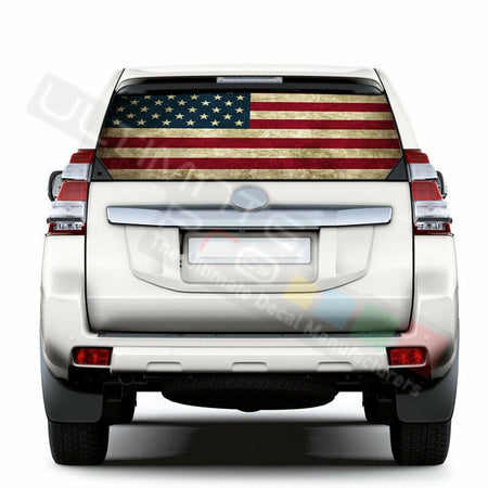 Flags Decals Window See Thru Stickers Perforated for Toyota Land Cruiser 2017