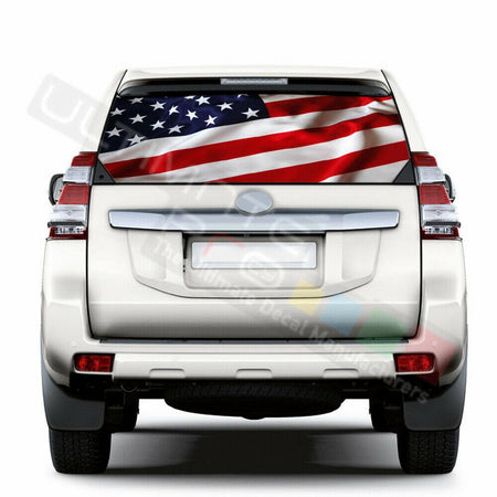 Flags Decals Window See Thru Stickers Perforated for Toyota Land Cruiser 2017