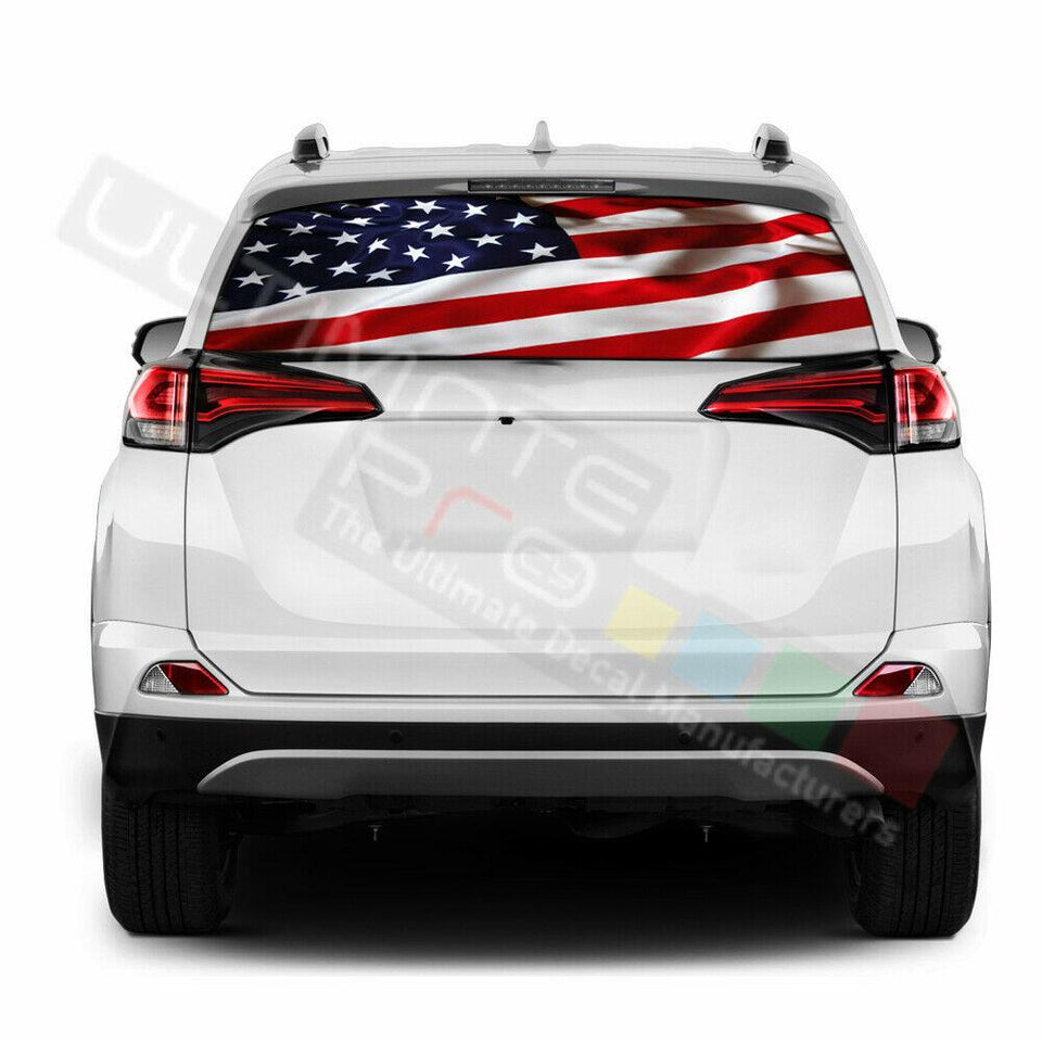 Flags Decals Window See Thru Stickers Perforated for Toyota RAV4 2018 2019 2020