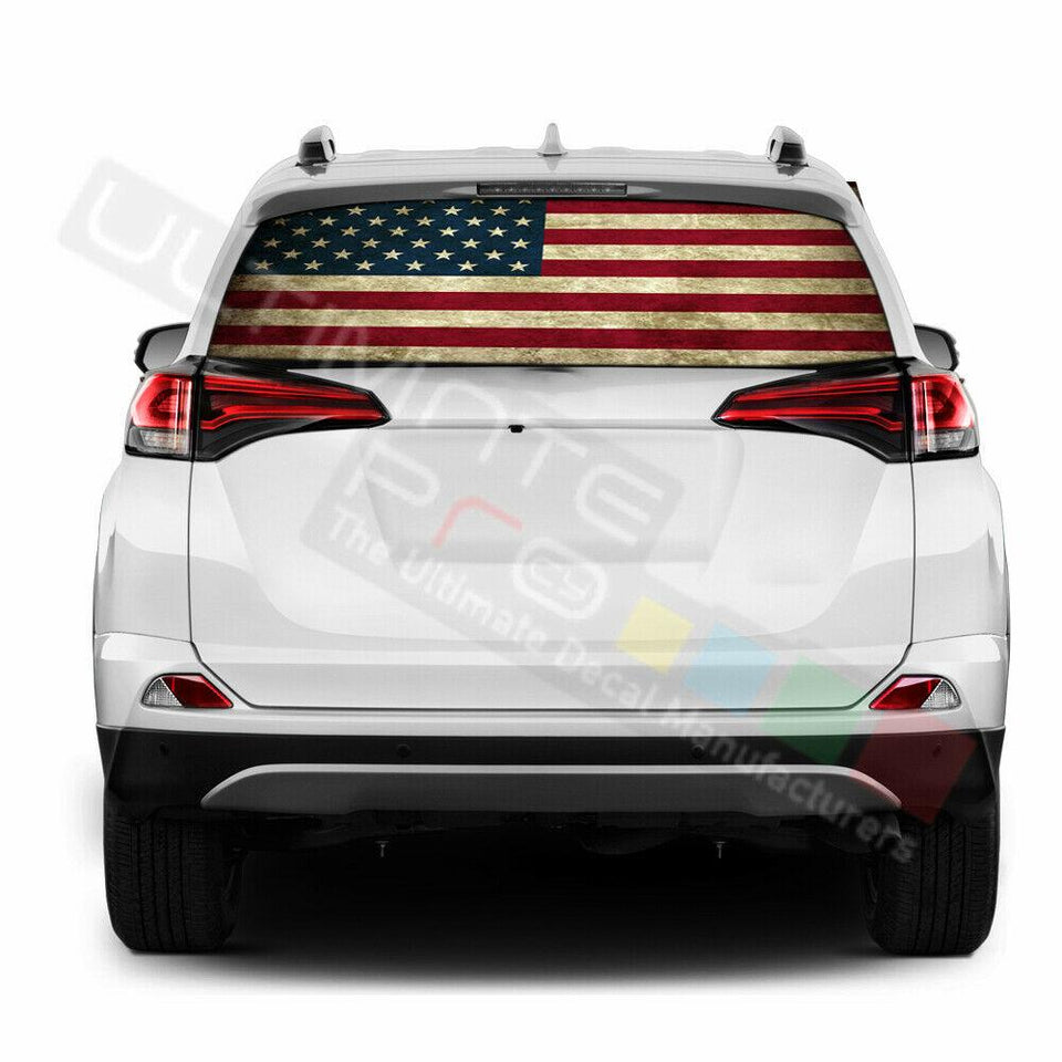 Flags Decals Window See Thru Stickers Perforated for Toyota RAV4 2018 2019 2020