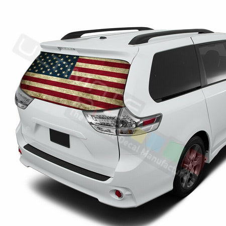 Flags Decals Window See Thru Stickers Perforated for Toyota Sienna 2017 2018
