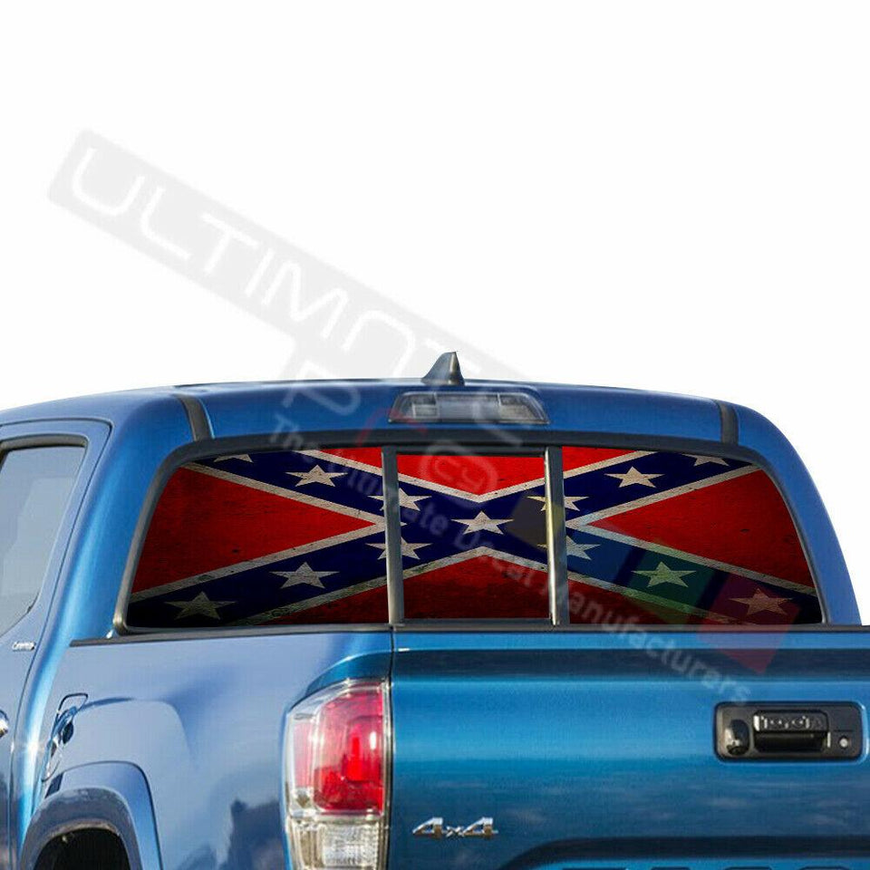 Flags Decals Window See Thru Stickers Perforated for Toyota Tacoma 2018 2019