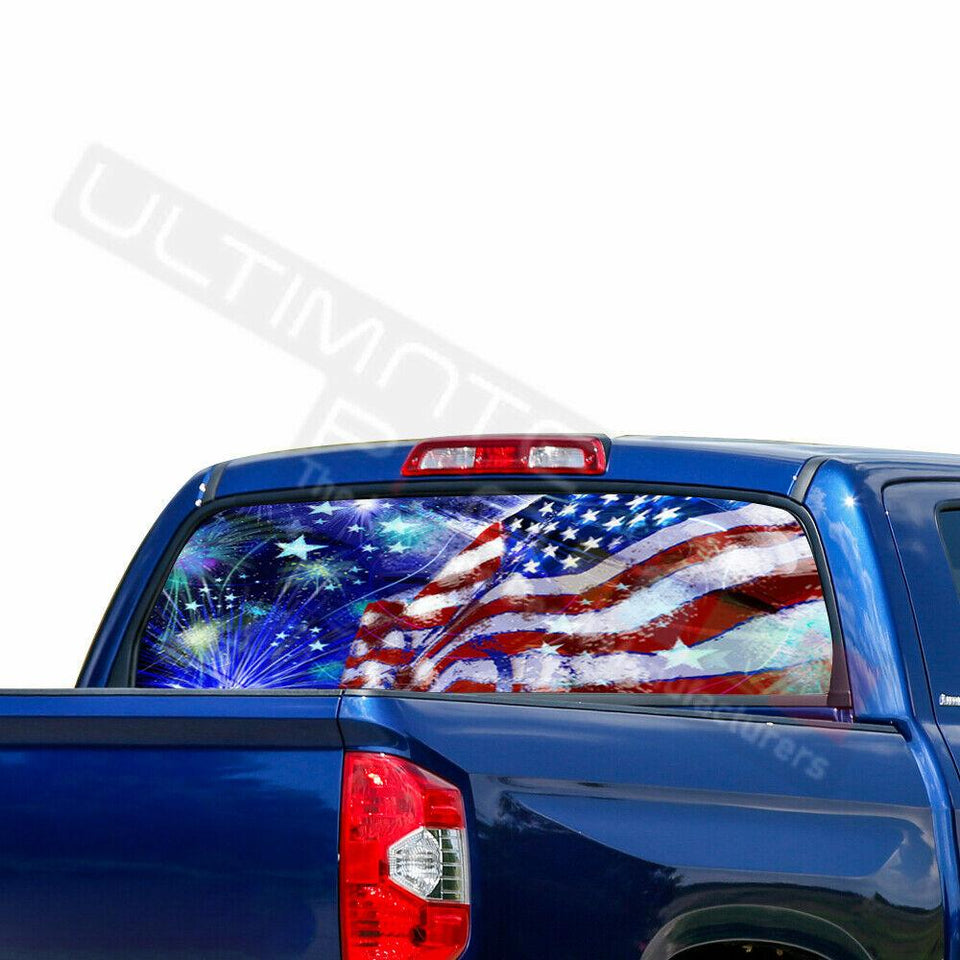 Flags Decals Window See Thru Stickers Perforated for Toyota Tundra 2016 2017 us