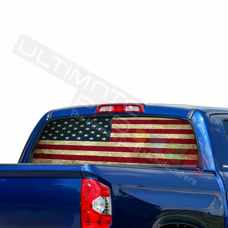 Flags Decals Window See Thru Stickers Perforated for Toyota Tundra 2016 2017 us