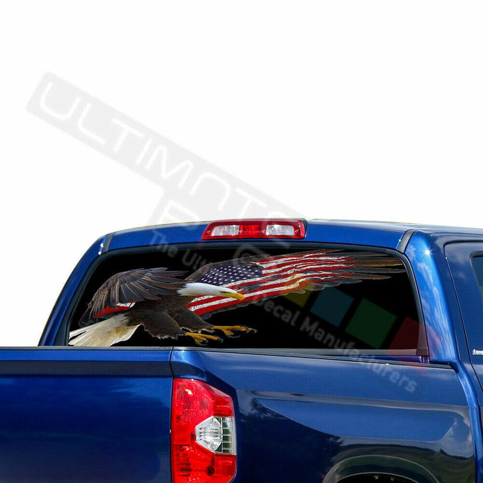 Flags Decals Window See Thru Stickers Perforated for Toyota Tundra 2016 2017 us