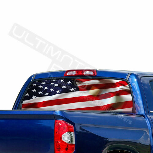 Flags Decals Window See Thru Stickers Perforated for Toyota Tundra 2016 2017 us