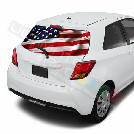 Flags Decals Window See Thru Stickers Perforated for Toyota Yaris 2016 2017 2018
