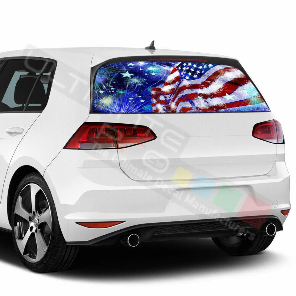 Flags Decals Window See Thru Stickers Perforated for Volkswagen Golf 2018 2019