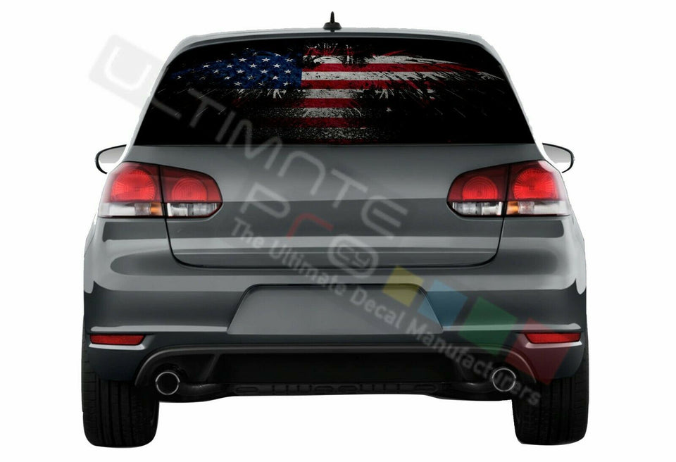 Flags Decals Window See Thru Stickers Perforated for Volkswagen Golf VW Old