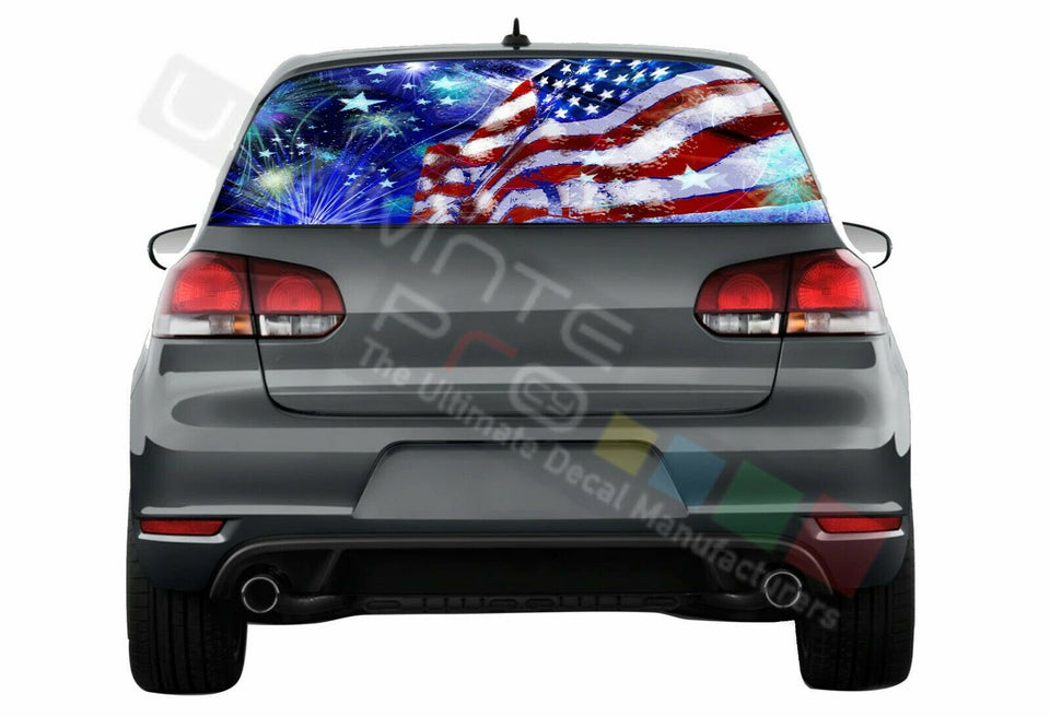 Flags Decals Window See Thru Stickers Perforated for Volkswagen Golf VW Old