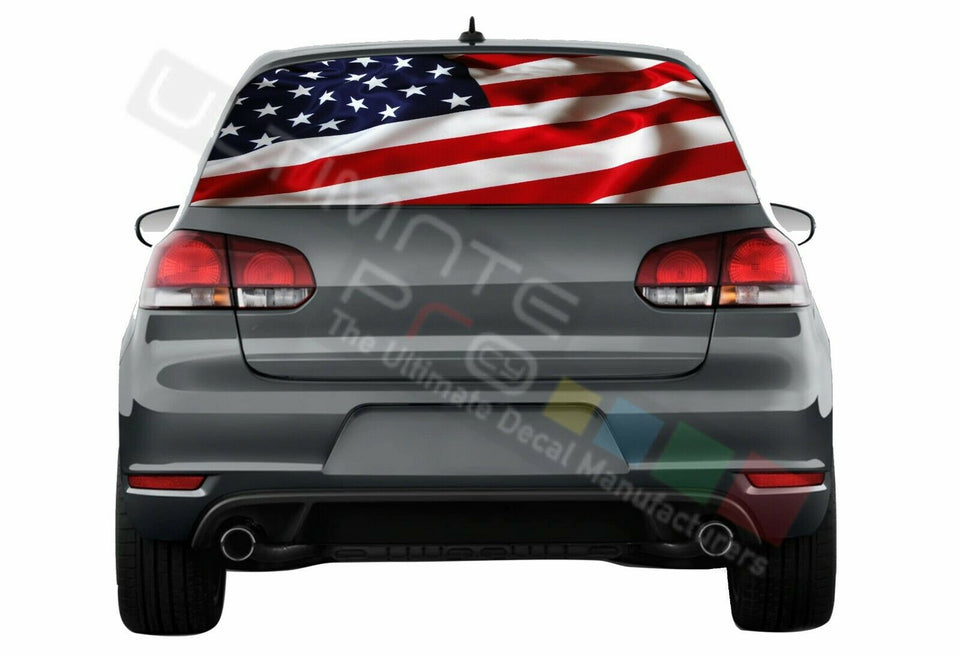 Flags Decals Window See Thru Stickers Perforated for Volkswagen Golf VW Old