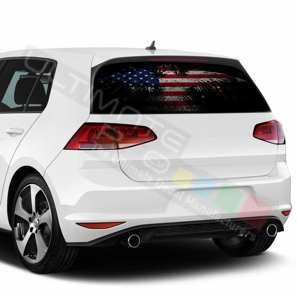 Flags Design Decal Window See Thru Stickers Perforated for Volkswagen Golf 2017