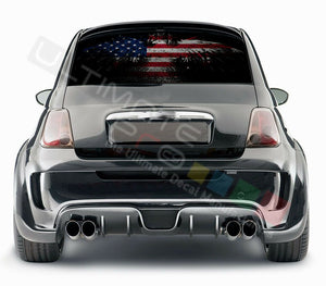 Flags Design Decals Rear Window See Thru Stickers Perforated for FIAT 500 2020