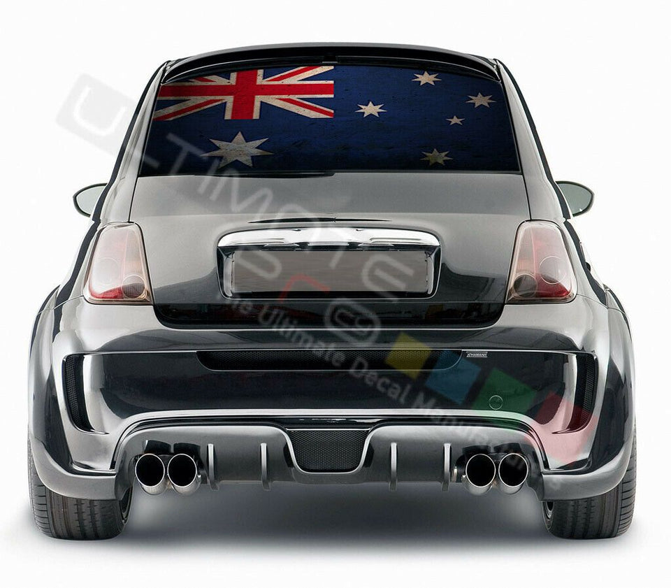 Flags Design Decals Rear Window See Thru Stickers Perforated for FIAT 500 2020