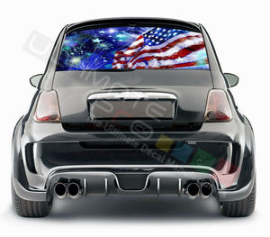 Flags Design Decals Rear Window See Thru Stickers Perforated for FIAT 500 2020