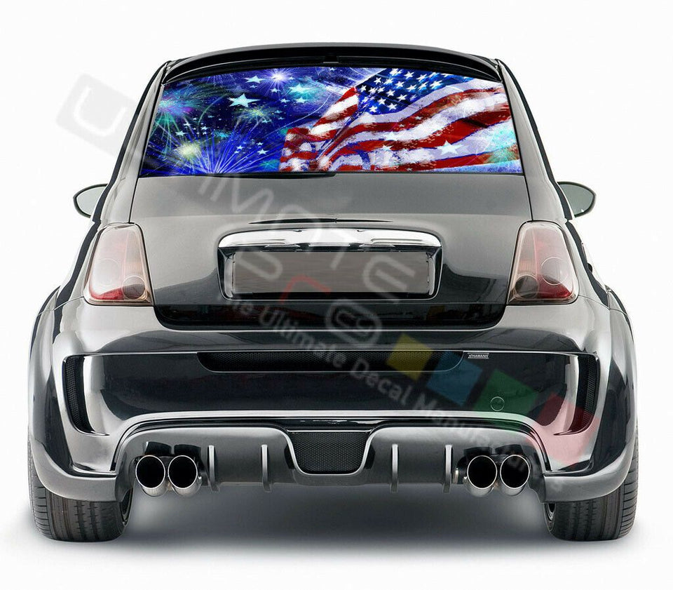 Flags Design Decals Rear Window See Thru Stickers Perforated for FIAT 500 2020