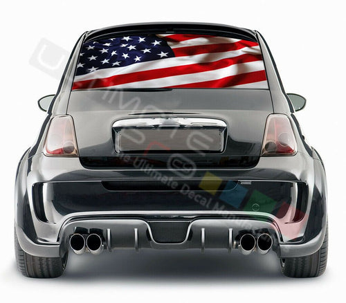 Flags Design Decals Rear Window See Thru Stickers Perforated for FIAT 500 2020