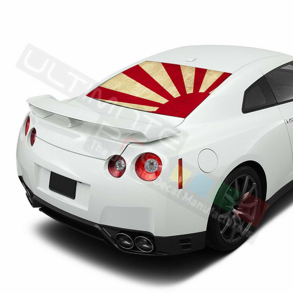 Flags Design Decals Window See Thru Stickers Perforated for Nissan GTR 2019 2020