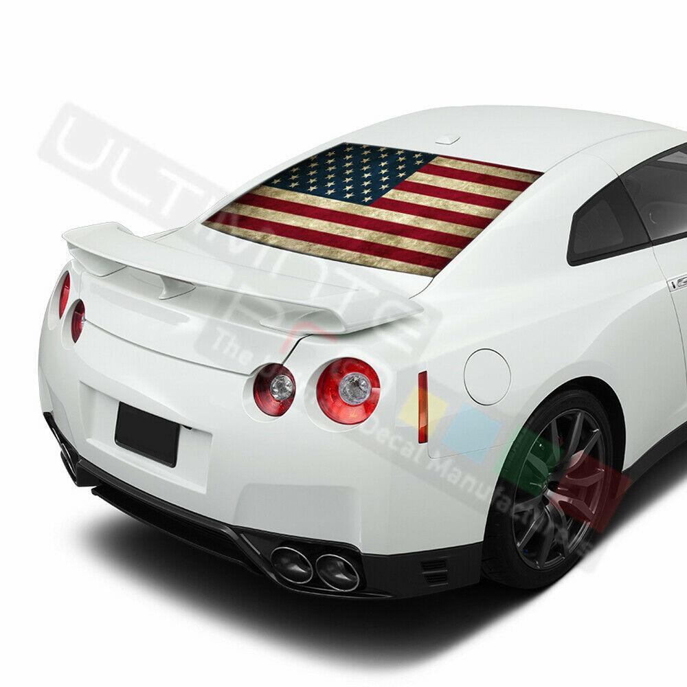 Flags Design Decals Window See Thru Stickers Perforated for Nissan GTR ...