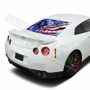 Flags Design Decals Window See Thru Stickers Perforated for Nissan GTR 2019 2020