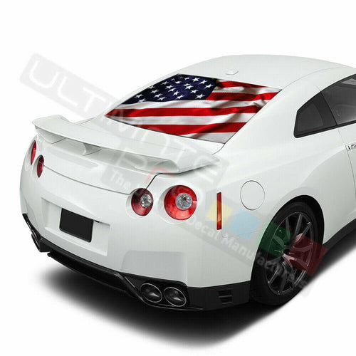 Flags Design Decals Window See Thru Stickers Perforated for Nissan GTR 2019 2020