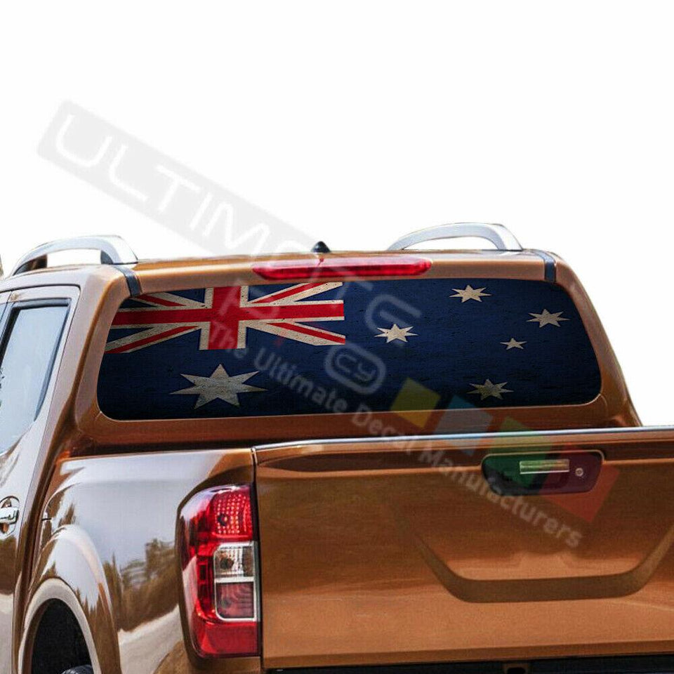 Flags Design Decals Window See Thru Stickers Perforated for Nissan Navara NP300