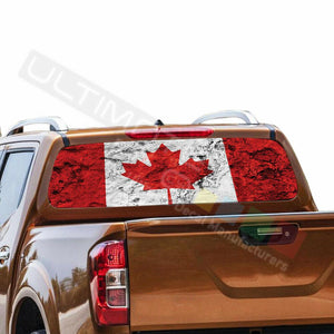 Flags Design Decals Window See Thru Stickers Perforated for Nissan Navara NP300