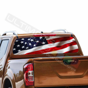 Flags Design Decals Window See Thru Stickers Perforated for Nissan Navara NP300