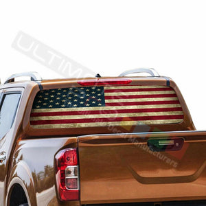 Flags Design Decals Window See Thru Stickers Perforated for Nissan Navara NP300