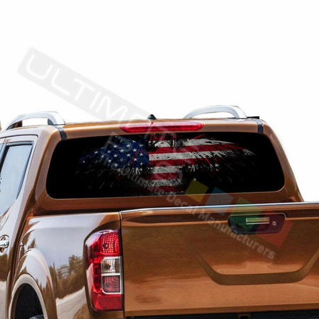 Flags Design Decals Window See Thru Stickers Perforated for Nissan Navara NP300