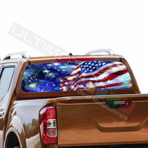 Flags Design Decals Window See Thru Stickers Perforated for Nissan Navara NP300